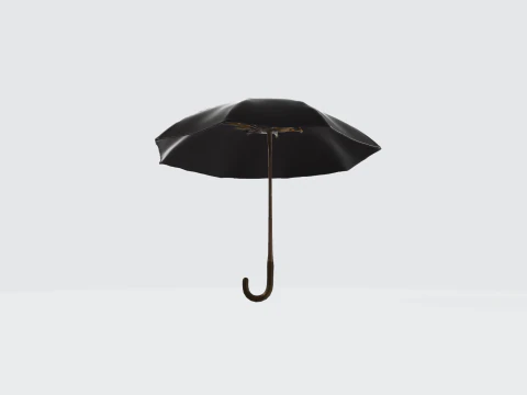 Realistic Black Umbrella 3D Model