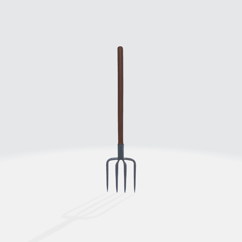 Professional Garden Fork - Realistic Gardening Tool Asset 3D Model .c4d .max .obj .3ds .fbx .stl .blend