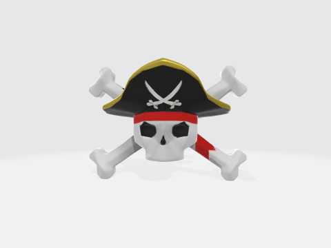 Pirate Skull Crossbones 3D मॉडल