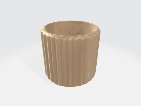 Modern Ceramic Planter Pot - Ribbed Decorative Plant 3D 模型