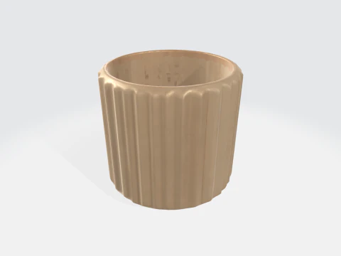 Pot Penanam Keramik Modern - Tanaman Hias Bergaris Model 3D