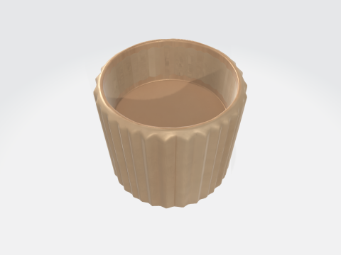 Modern Ceramic Planter Pot - Ribbed Decorative Plant Modelo 3D