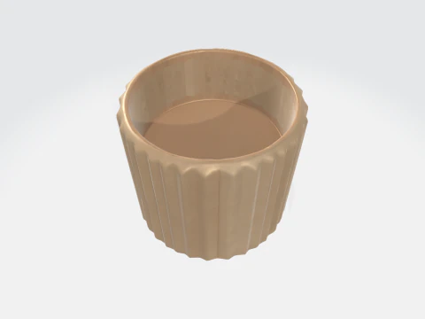 Modern Ceramic Planter Pot - Ribbed Decorative Plant 3D Model