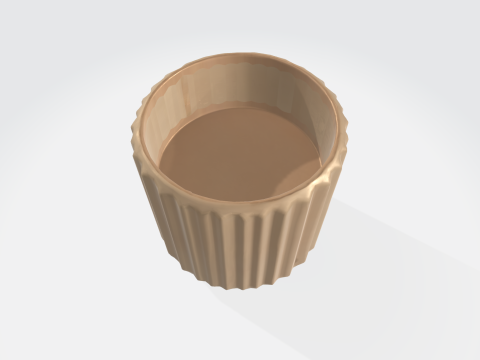 Modern Ceramic Planter Pot - Ribbed Decorative Plant Modelo 3D