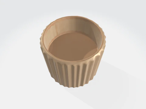 Modern Ceramic Planter Pot - Ribbed Decorative Plant 3D Model