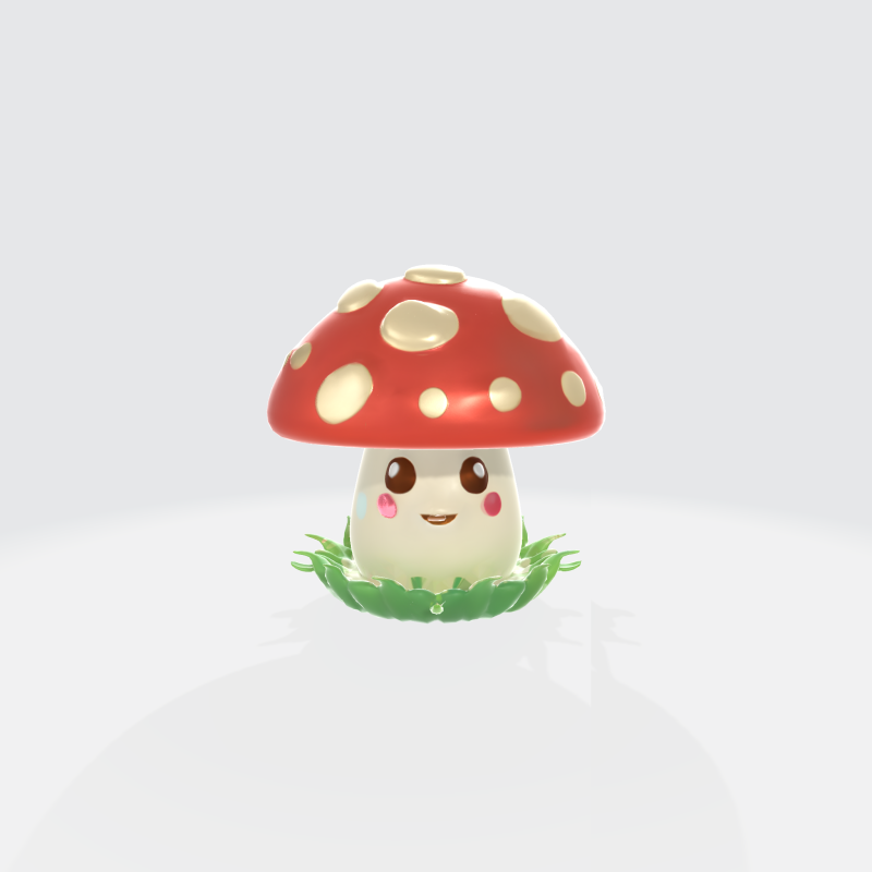 Cute Kawaii Mushroom Character - Cartoon Toadstool 3Dモデル .c4d .max .obj .3ds .fbx .stl .blend 