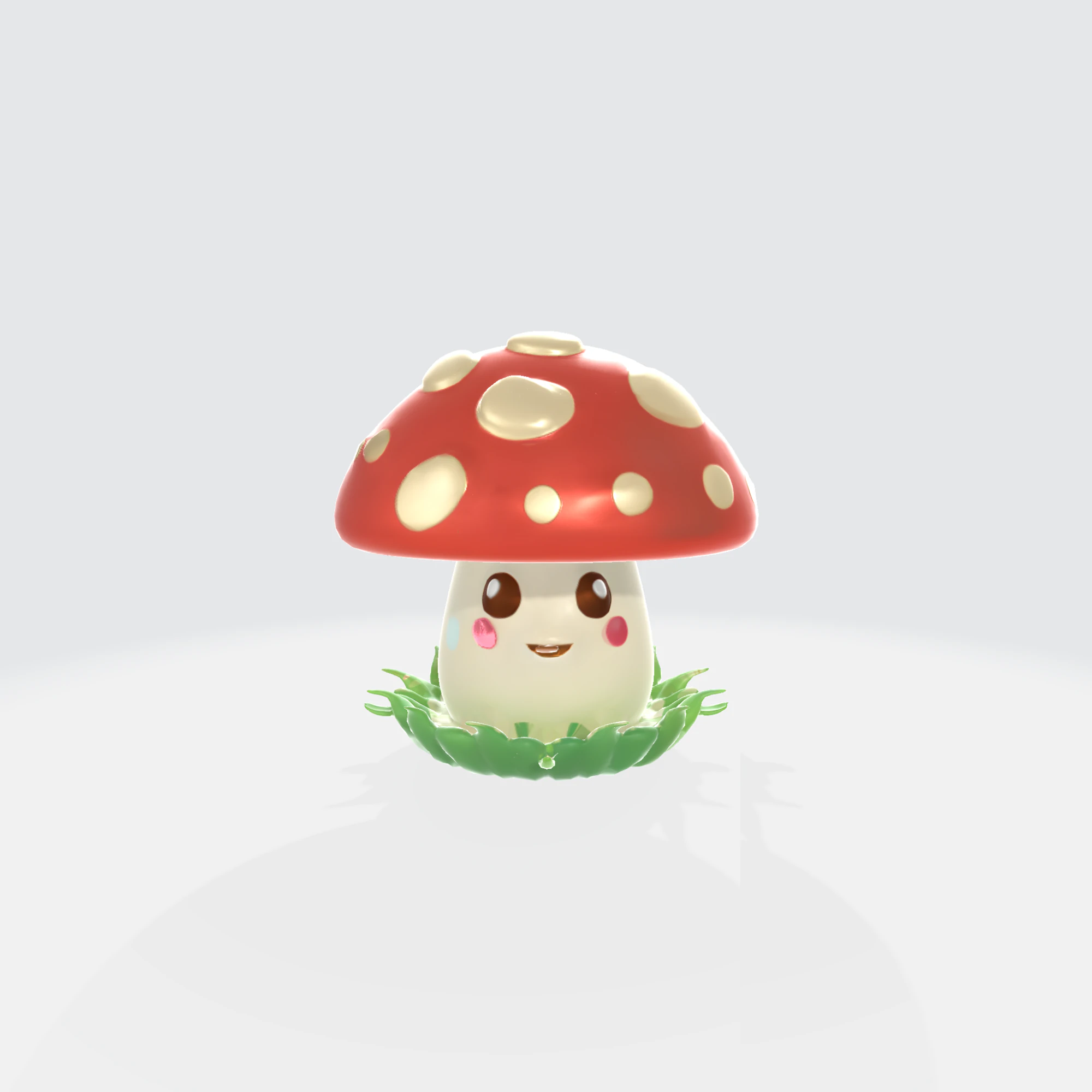 Cute Kawaii Mushroom Character - Cartoon Toadstool 3D Model .c4d .max .obj .3ds .fbx .stl .blend 