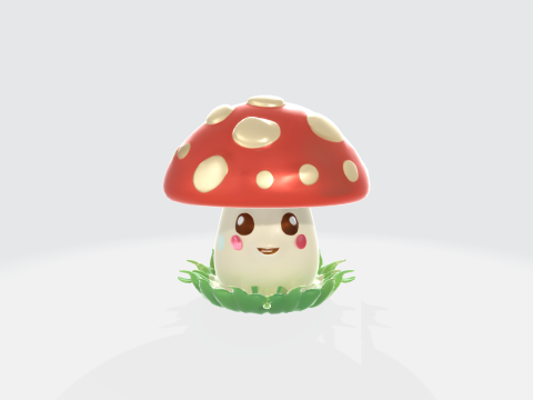 Cute Kawaii Mushroom Character - Cartoon Toadstool Modelo 3D