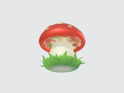 Cute Kawaii Mushroom Character - Cartoon Toadstool 3D Model