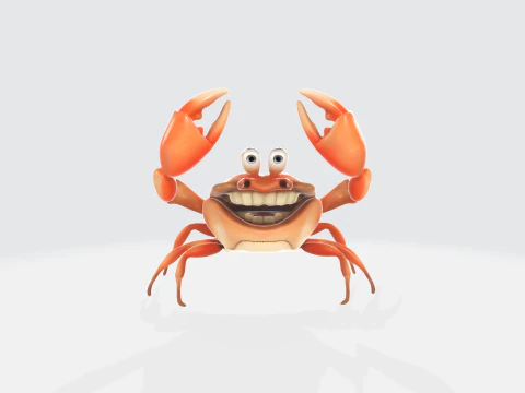 卡通螃蟹-程式化的海洋生物 3D 模型