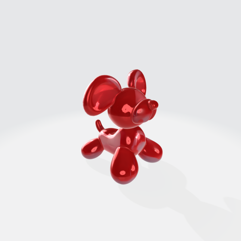 Red Balloon Dog - Glossy Animal Sculpture 3D Model .c4d .max .obj .3ds .fbx .stl .blend