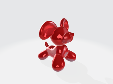 Red Balloon Dog - Glossy Animal Sculpture 3D Model