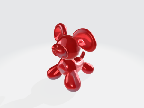 Red Balloon Dog - Glossy Animal Sculpture 3D Model