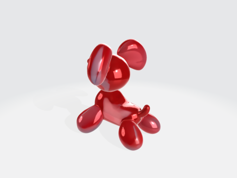 Red Balloon Dog - Glossy Animal Sculpture 3D Model