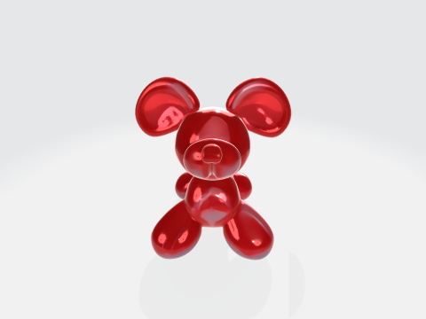 Red Balloon Dog - Glossy Animal Sculpture 3D Model