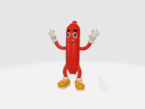 Cartoon Hot Dog Character - Animated Food Mascot 3D मॉडल