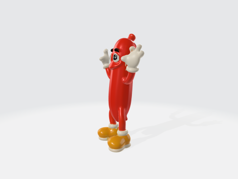 Cartoon Hot Dog Character - Animated Food Mascot 3D Model