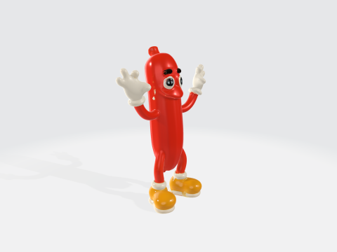 Cartoon Hot Dog Character - Animated Food Mascot 3D Model