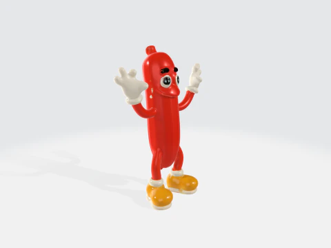 Personagem de desenho animado de cachorro-quente - mascote de comida animada Modelo 3D