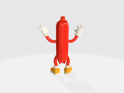 Cartoon Hot Dog Character - Animated Food Mascot 3D Model