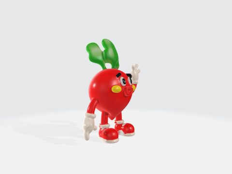 Cartoon Radish Character - Vegetable Mascot 3D Model