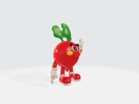 Cartoon Radish Character - Vegetable Mascot 3D Model