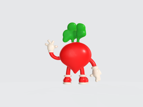 Cartoon Radish Character - Vegetable Mascot 3D Model