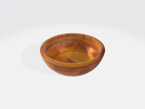 लकड़ी का कटोरा - यथार्थवादी रसोई टेबलवेयर संपत्ति 3D मॉडल