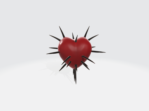Spiked Heart - Gothic Love Symbol with Thorns 3D 模型