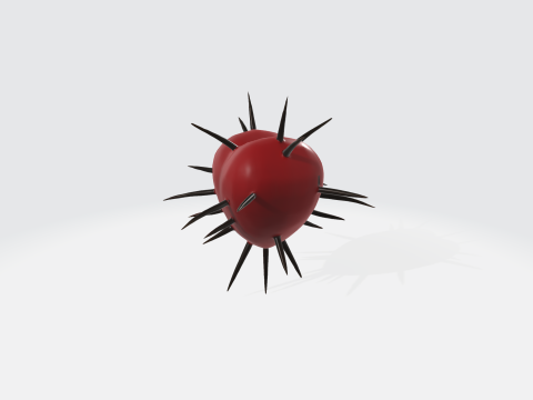 Spiked Heart - Gothic Love Symbol with Thorns Modello 3D