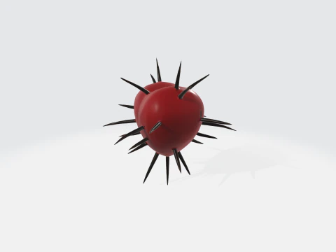 Spiked Heart - Gothic Love Symbol with Thorns 3D Model