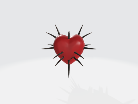 Spiked Heart - Gothic Love Symbol with Thorns Modello 3D