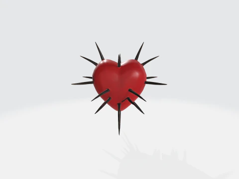 Spiked Heart - Gothic Love Symbol with Thorns 3D Model
