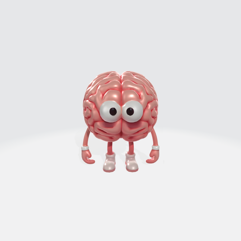 Cartoon Brain Character - Mascot with Eyes Arms Legs 3D Model .c4d .max .obj .3ds .fbx .stl .blend
