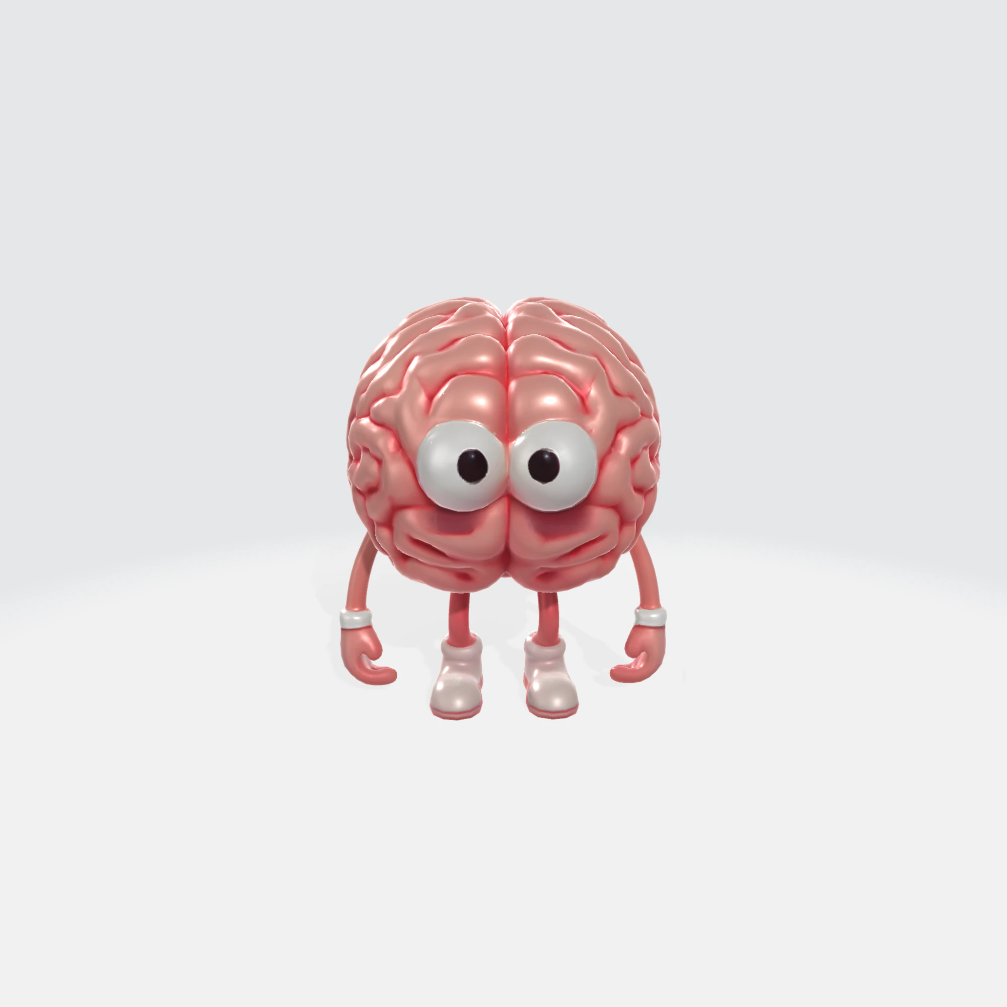 Cartoon Brain Character - Mascot with Eyes Arms Legs 3D Model .c4d .max .obj .3ds .fbx .stl .blend 