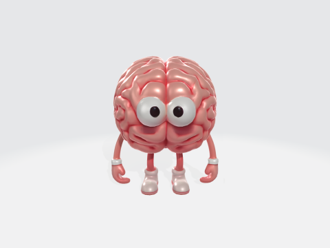 Cartoon Brain Character - Mascot with Eyes Arms Legs 3D मॉडल