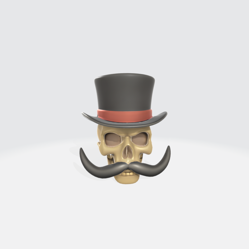 Victorian Gentleman Skull - Top Hat Mustache Character 3D Model .c4d .max .obj .3ds .fbx .stl .blend