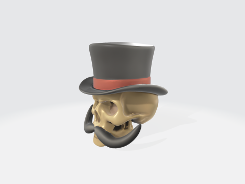 Victorian Gentleman Skull - Top Hat Mustache Character 3D Model