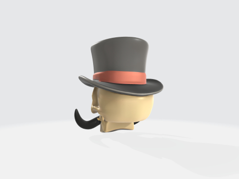 Victorian Gentleman Skull - Top Hat Mustache Character 3D Model