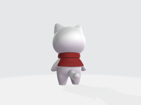 Cute White Cat Character - Kawaii Anime Style 3D मॉडल
