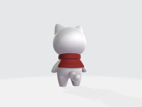 Niedliche wei&szlig;e Katzenfigur im Kawaii-Anime-Stil 3D Modell