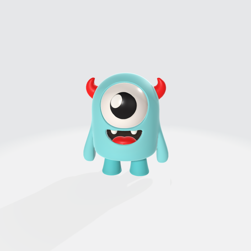 Cute Monster Character - Cartoon Creature with Horns and Big Eye Modelo 3D .c4d .max .obj .3ds .fbx .stl .blend