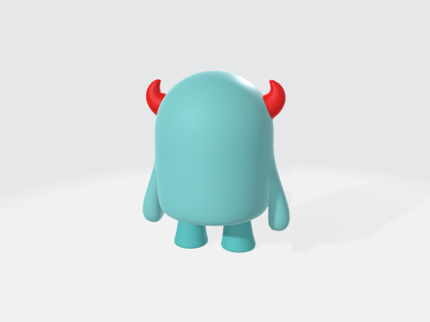 Cute Monster Character - Cartoon Creature with Horns and Big Eye Modelo 3D