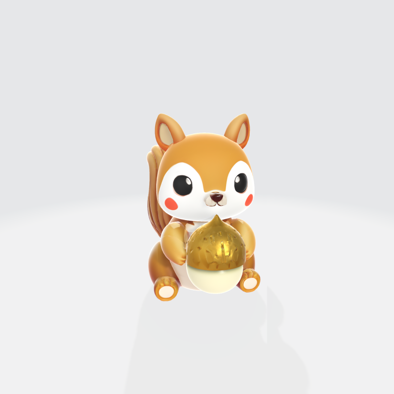 Cute Cartoon Squirrel - Animal Character with Acorn 3Dモデル .c4d .max .obj .3ds .fbx .stl .blend
