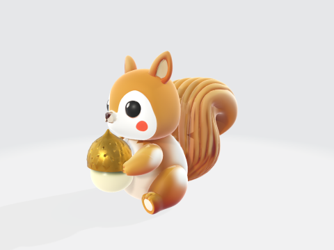 Cute Cartoon Squirrel - Animal Character with Acorn 3Dモデル