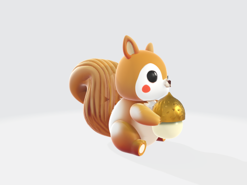 Cute Cartoon Squirrel - Animal Character with Acorn 3Dモデル