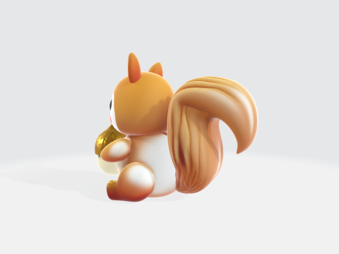 Cute Cartoon Squirrel - Animal Character with Acorn 3Dモデル