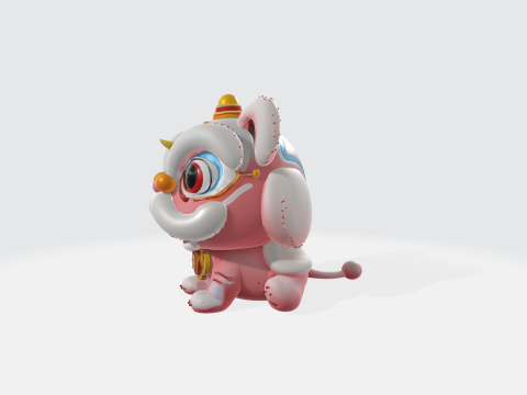 Chinese New Year Lion Dance Cute Stylized Decoration Character 3D 모델