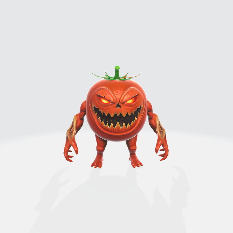 Halloween Tomato Monster - Scary Vegetable Creature Character 3D Model .c4d .max .obj .3ds .fbx .stl .blend