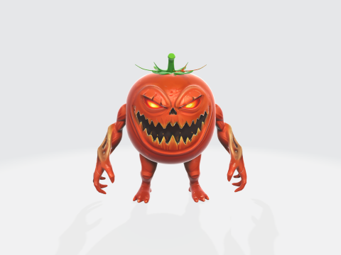 Halloween Tomato Monster - Scary Vegetable Creature Character 3D Model